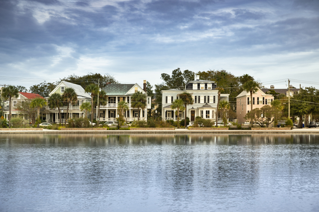 Charleston South Carolina homes in the morning