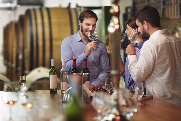 People doing wine tasting in Smith Mountain Lake