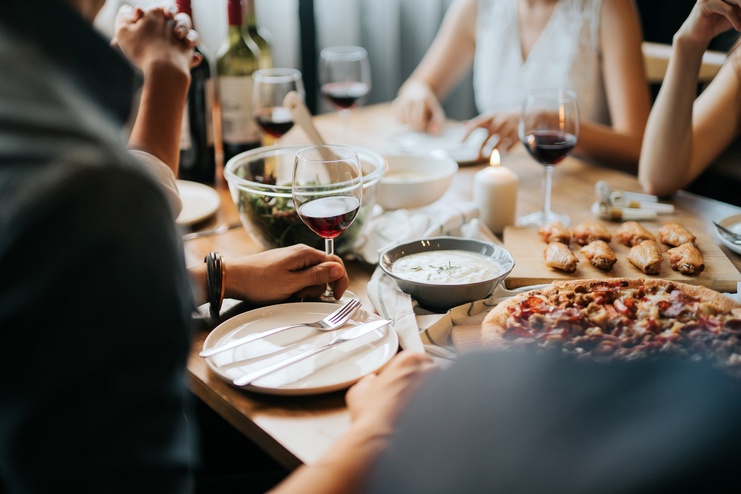 Group of people enjoying wine and food in a Smith Mountain Lake winery