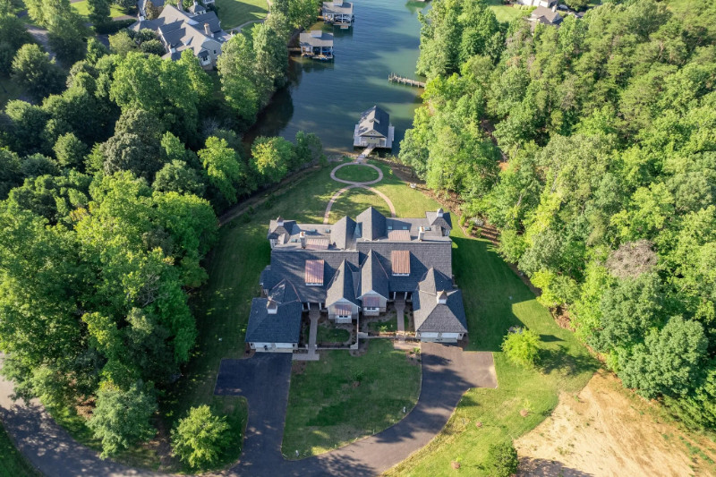 Aerial shot of luxurious house