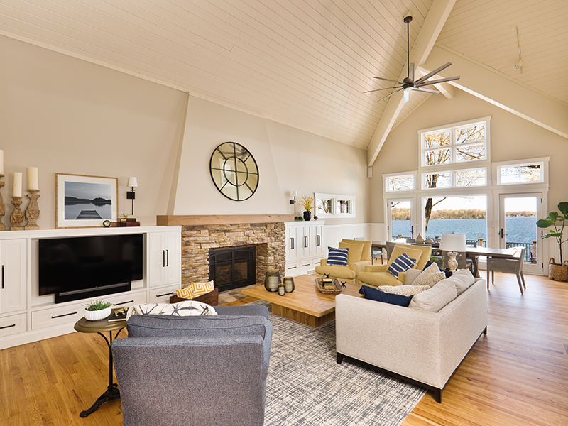 living room with fireplace