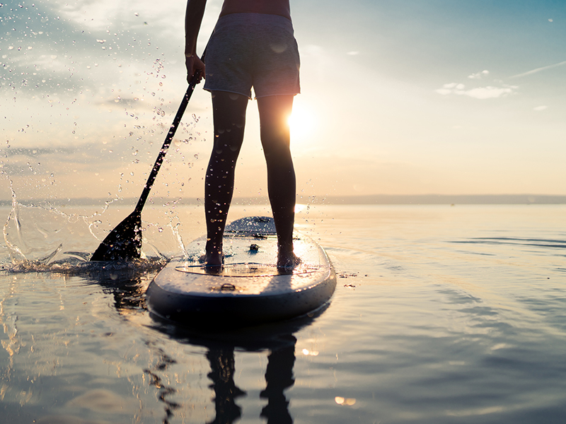 surfing in the sunset