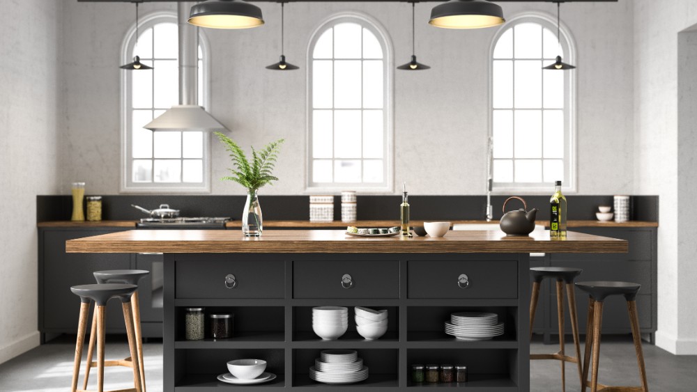 Black industrial kitchen