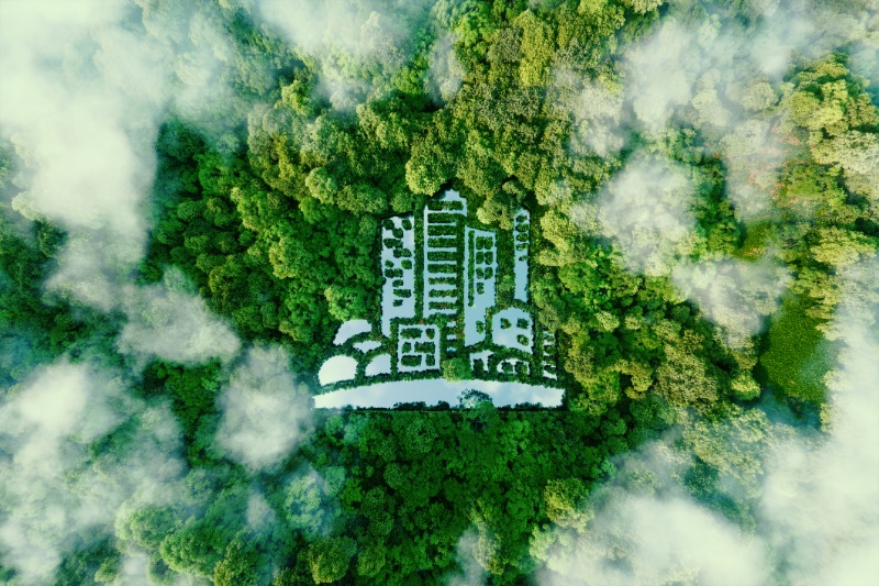 city shaped lake