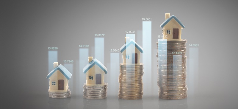 model house on coins